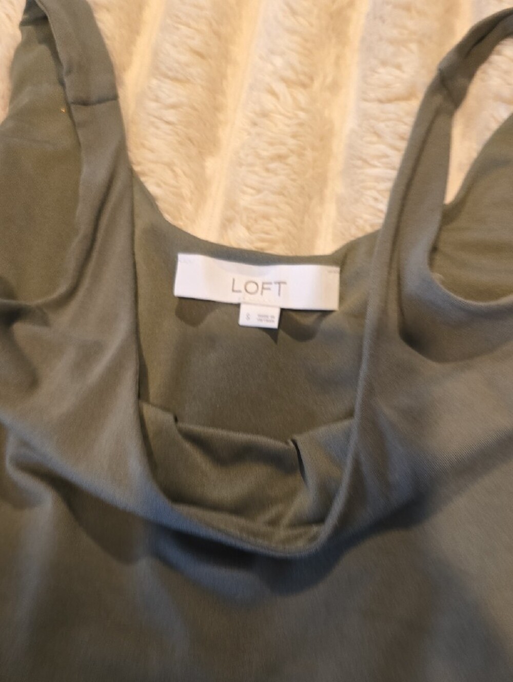 LOFT Olive Green Sleeveless Maxi Dress with Waist Tie - Picture 3 of 3